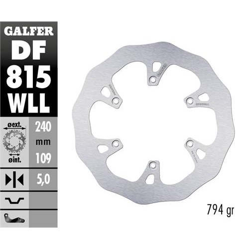 Brake disc Galfer Wave Beta RR 480 (15-25) rear solid DF815WLL