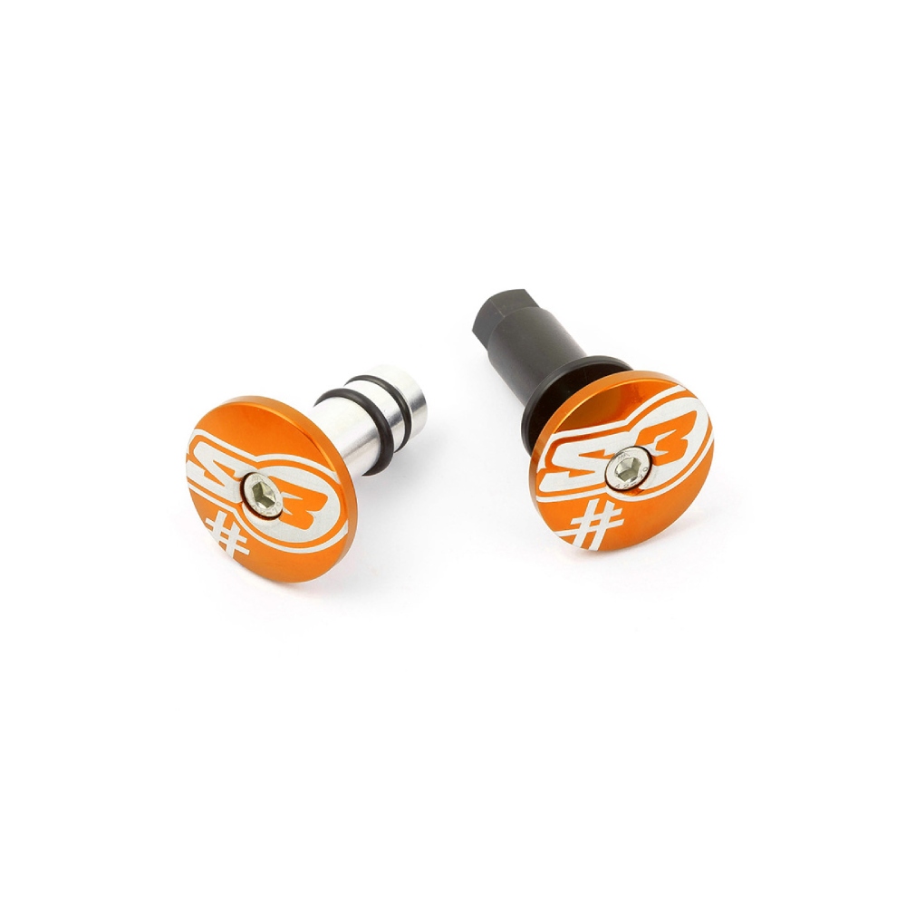 Pair of handlebar end caps S3 orange Five Pair of handlebar end caps S3 orange Five