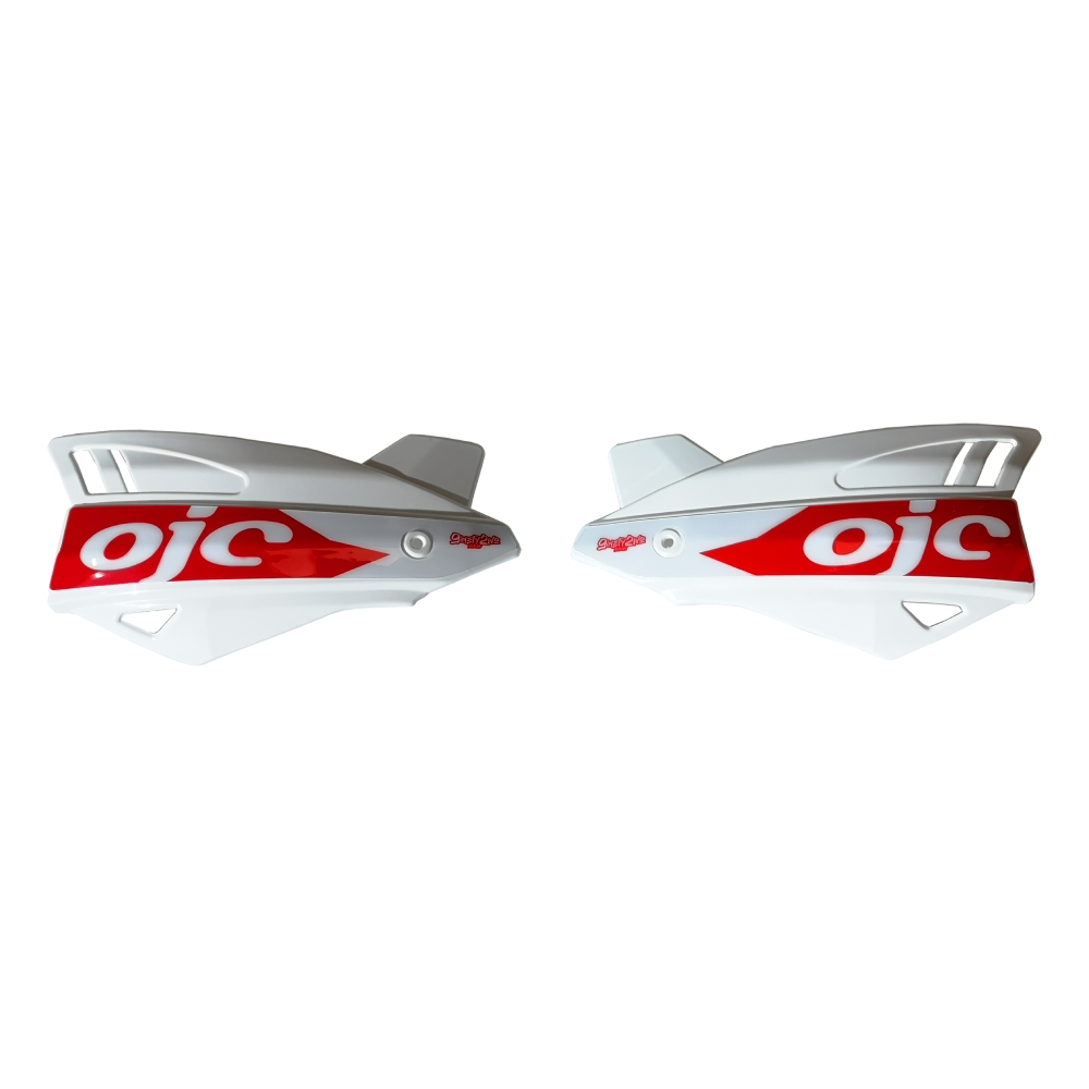 Pair of handguards OJC SHARK universal white (red sticker)